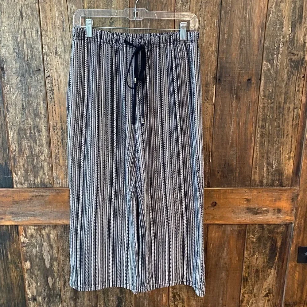Club Z Collection S Black Stripes Adjustable Sheer Beach Resort Palazzo Pants